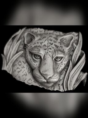 HUGE Vintage 1986 'Jaguar On The Prowl In The Weeds' Brooch